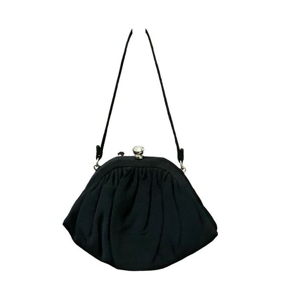 Garay Purse Clutch Inner Attached Coin Purse Black Wrist Hand Strap Snap Closure - Picture 2 of 12